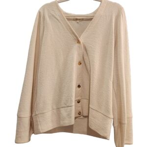 Madewell Textured Knit Cardigan Jacket Cream XL Tortoise Buttons NWOT
